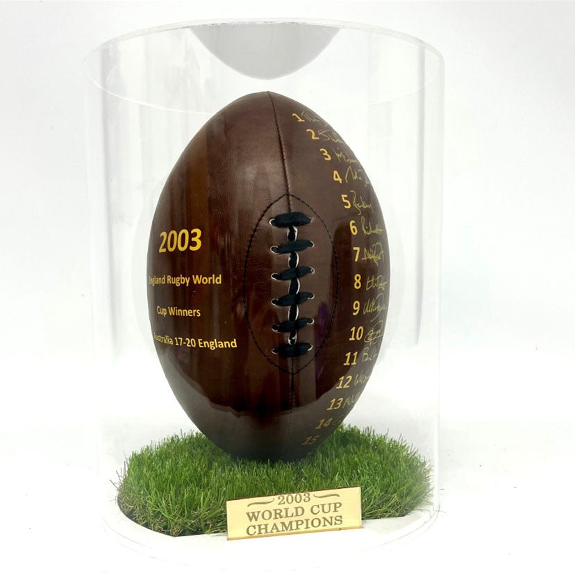 Signed 2003 Rugby Ball in Perspex Box - Memorabilia Framers Shop